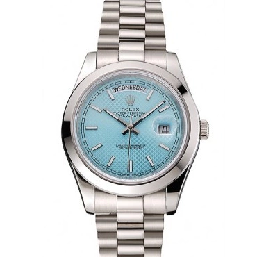 Rolex copies cheap Rolex 40 Stainless Date Steel Day Swiss Platinum Bracelet And Dial Case Ice Blue 0515